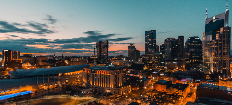 Nashville Skyline during the evening hours.