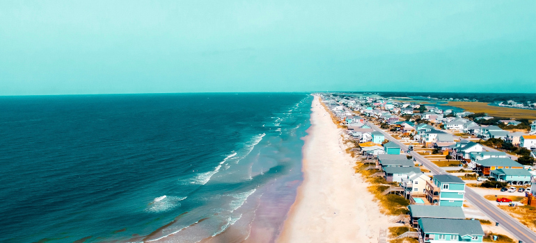 Aerial view of the beach in North Carolina.