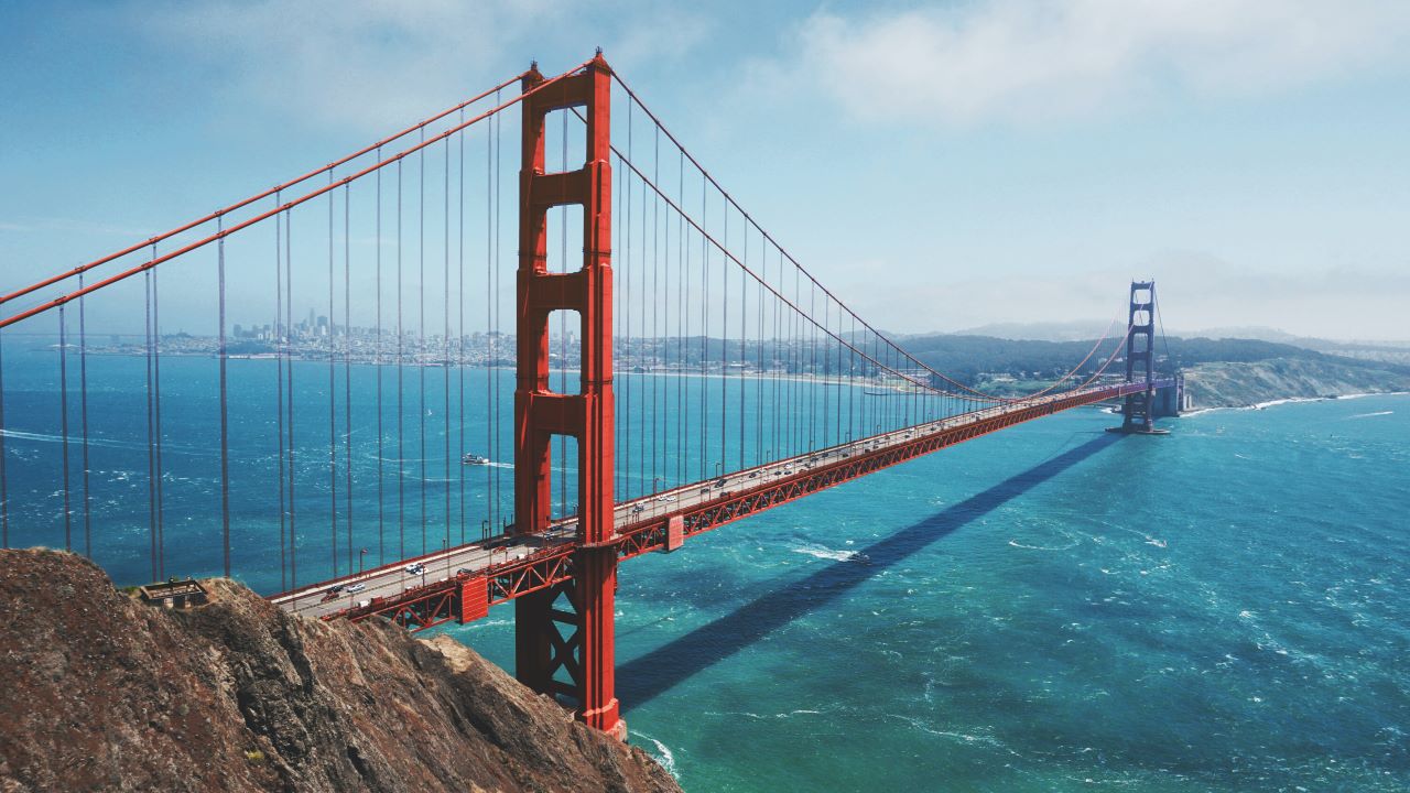 The Golden Gate bridge in California