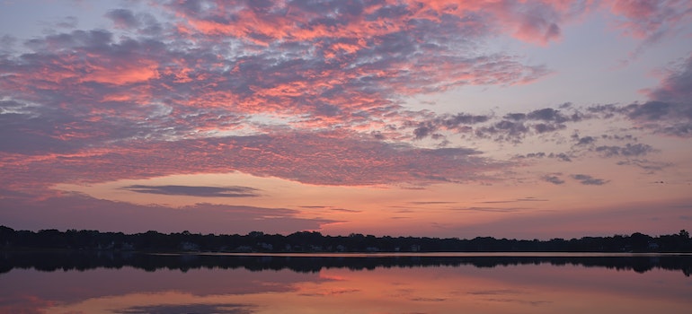 Connecticut's shore after sunset.