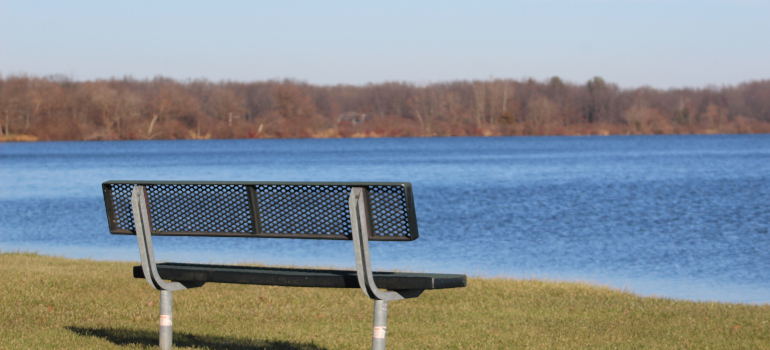A bench near the lake in Michigan.