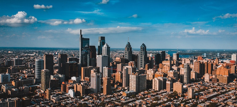 Philadelphia Skyline photographed from the air.