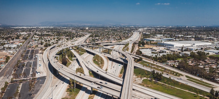 Aerial photo of a highway in LA.