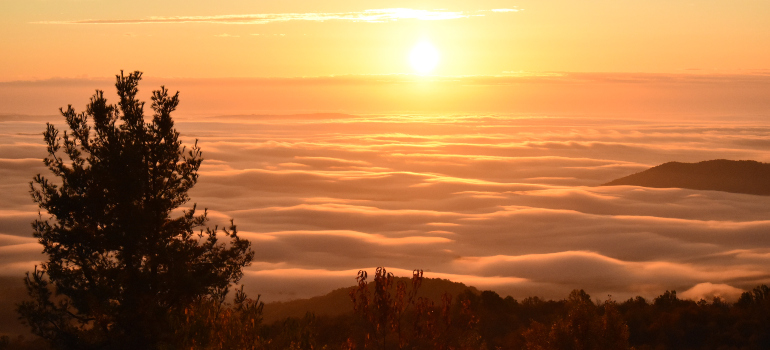 Sunset over the clouds in one of Virginia's national parks.