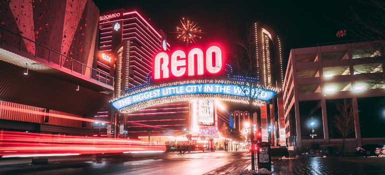 A sign that says Reno