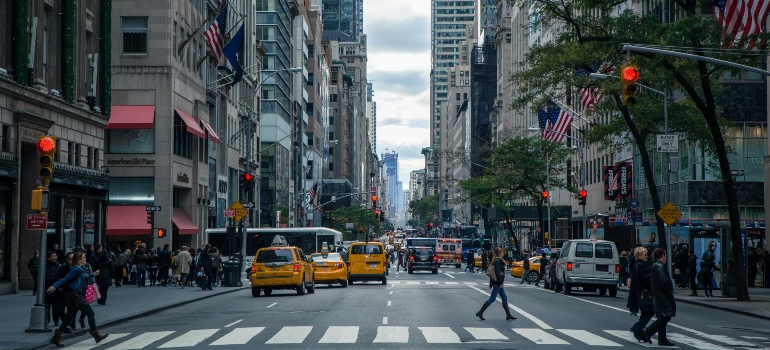 people walking down the street