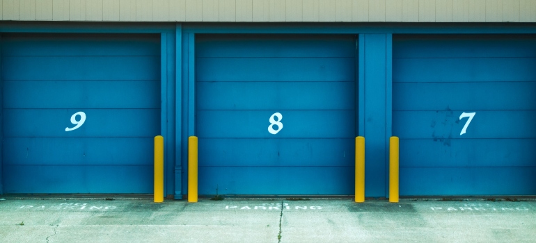 blue storage shut doors