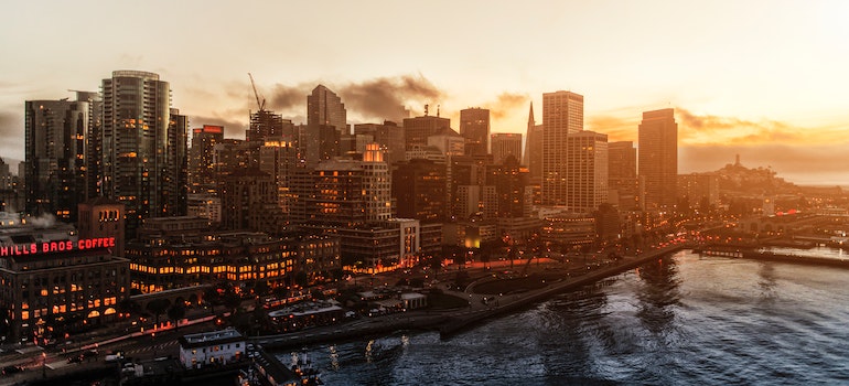 San Francisco Skyline during the sunset.