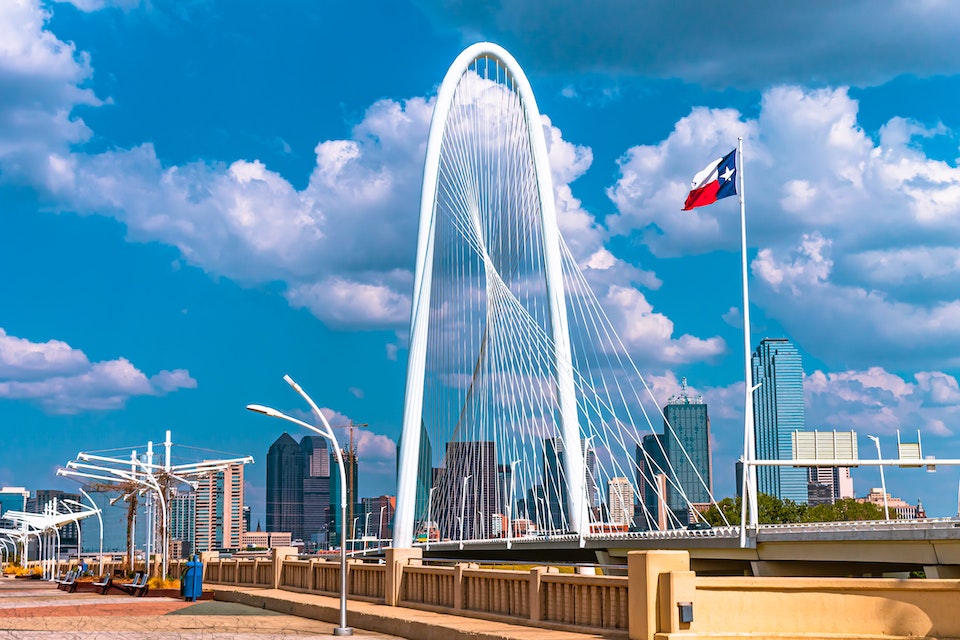 A bridge in Dallas on a sunny day.