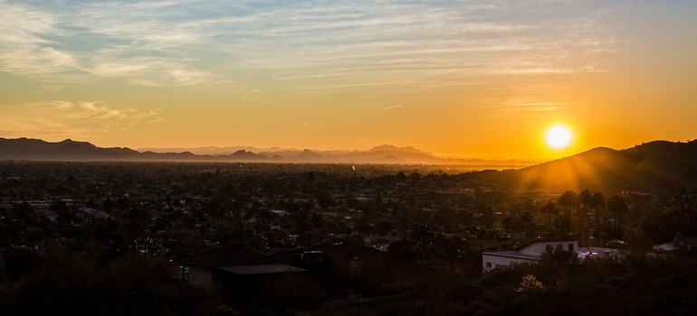 View of Phoenix at sunset in Surprise, one of top places for families in Arizona