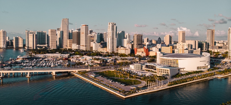 A waterfront photo of the Miami Skyline