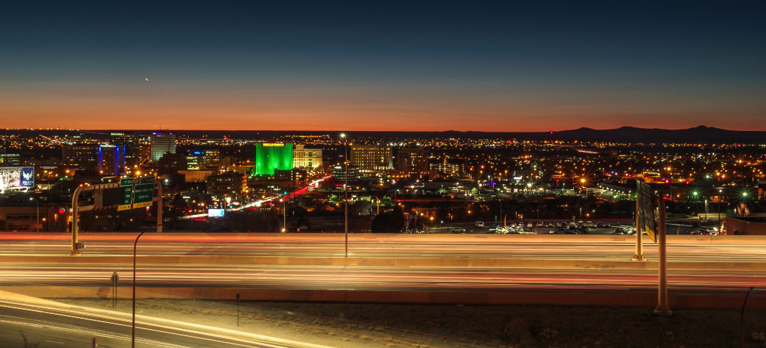 A photo of Albuquerque in the evening.