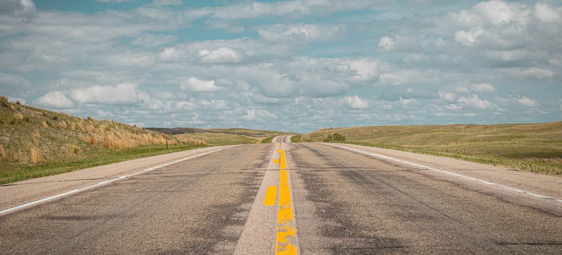 An empty road in Nebraska