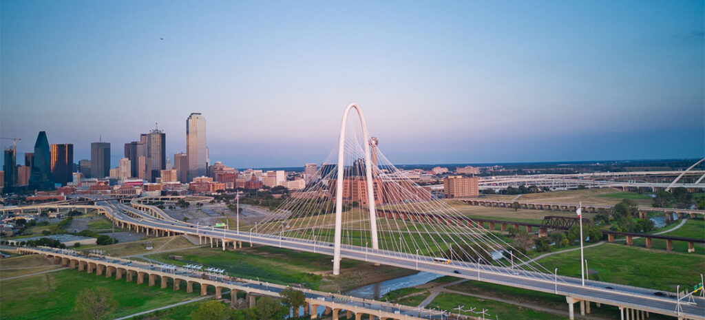 A bridge in Dallas photographed from air.