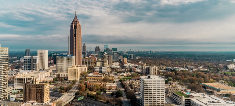 The Atlanta Skyline on a cloudy day.