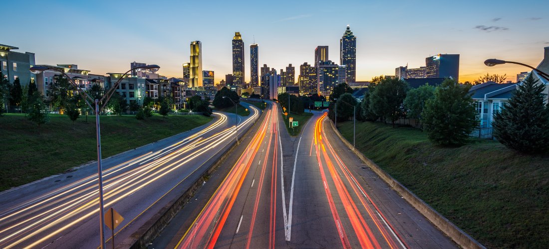 The Atlanta Skyline photographed from the bridge at the enterance of the city.