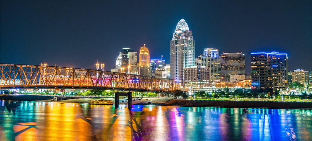 Cincinnati at night.
