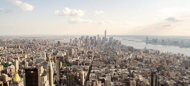 The Manhattan Skyline photographed from air.