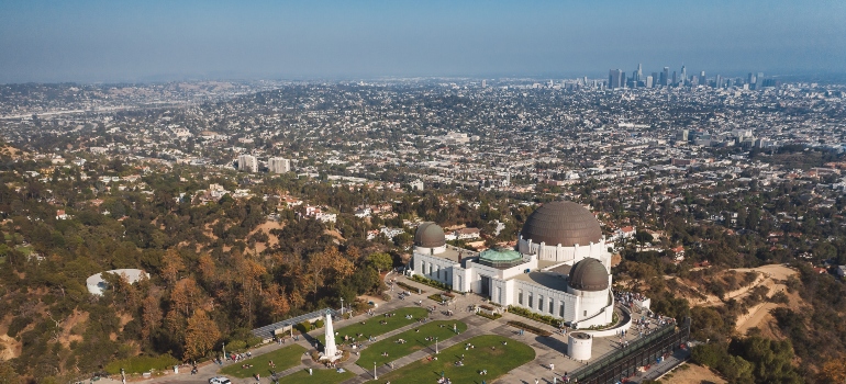 Aerial view of Los Angeles and its suburbs.