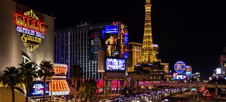 Buildings in Las Vegas at night