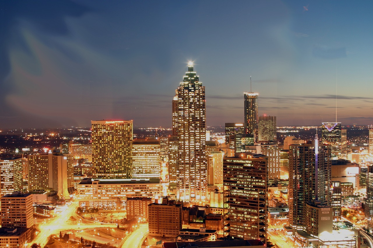 the city of Atlanta at night