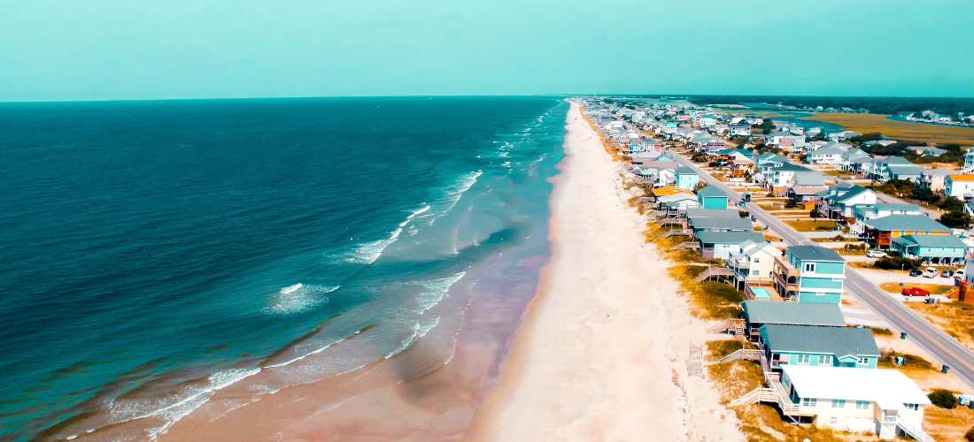 Aerial view of the beach in North Carolina