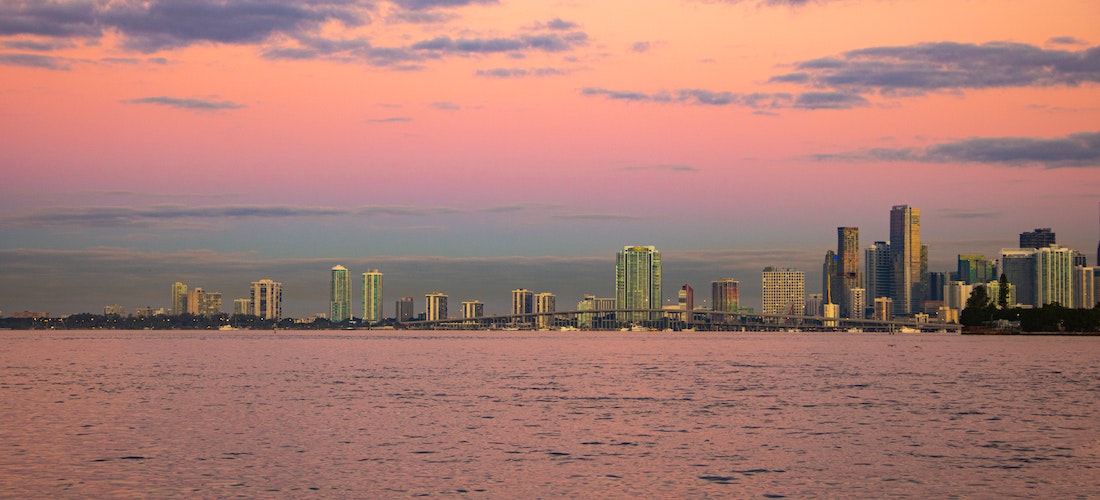 Miami under the pink sky
