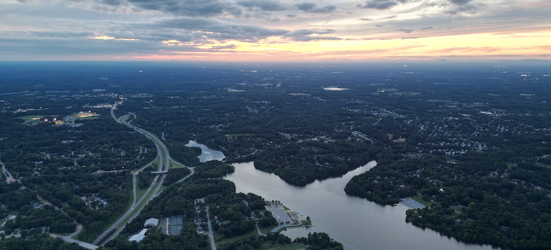 A lake in North Carolina photographed from air