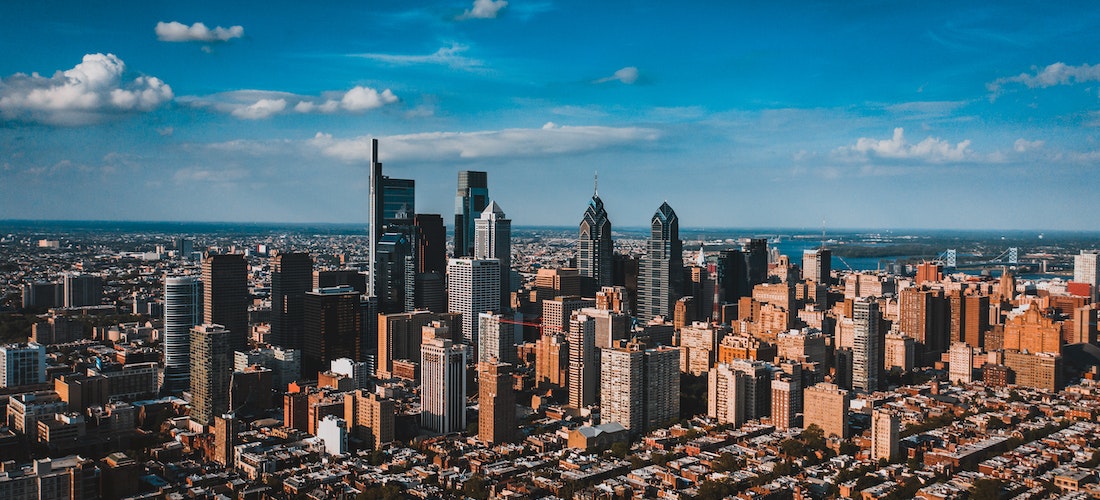 The Philadelphia Skyline photographed from air