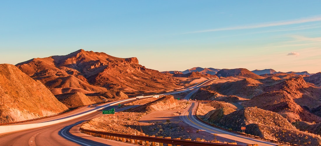 A desert road in Nevada