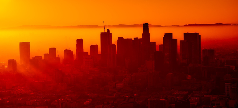 Los Angeles Skyline during the sunset