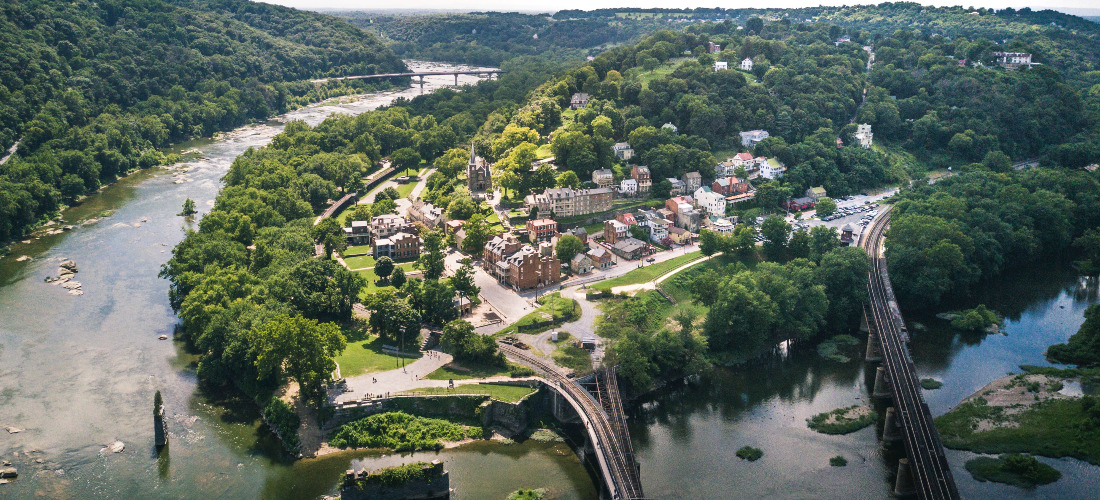 Aerial photo of a town in WV