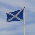 Scotland flag waving in the air