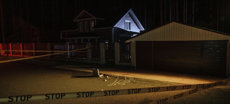Crime scene in front of a house