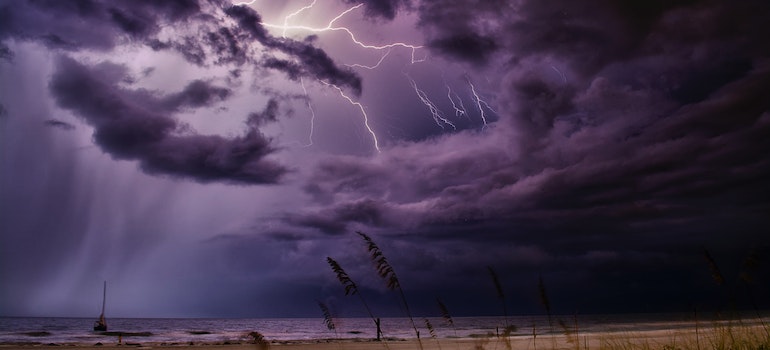 Photo of a bad thunderstorm  at a sandy beach