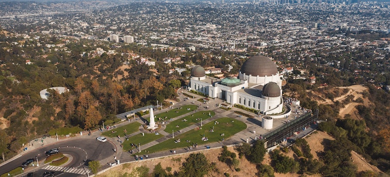 Drone shot of the Griffith Observatory