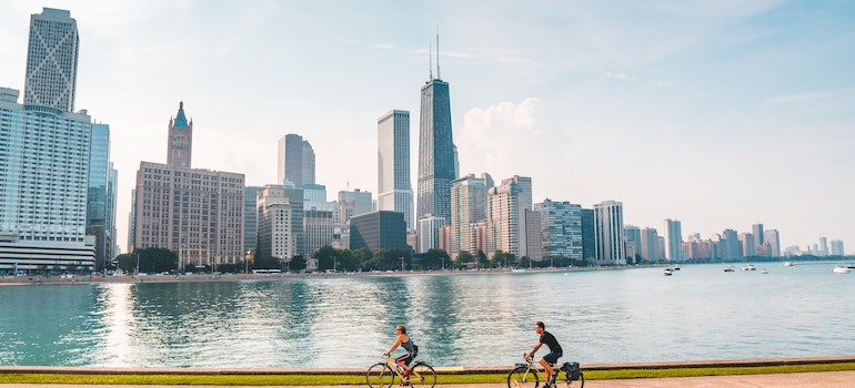People cycling in the outskirts of Chicago