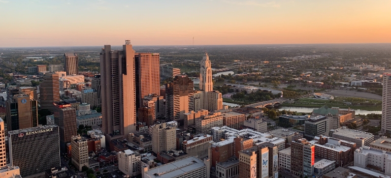 A skyline of Columbus, one of the trending cities in the Midwest