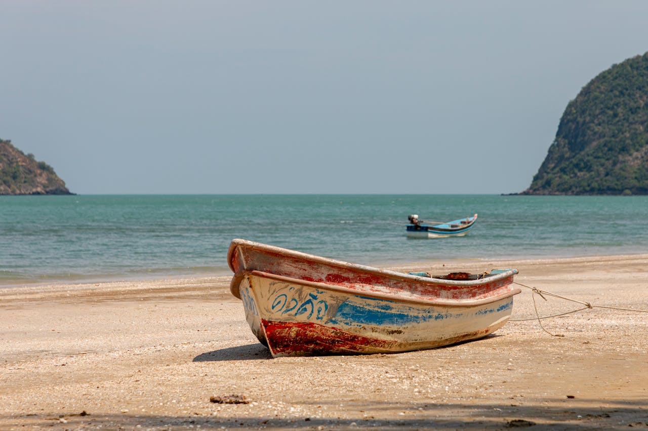 Traditional Fishing Boats on Thailand Beach