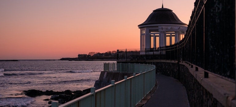 Coastal area in Rhode Island after sunset