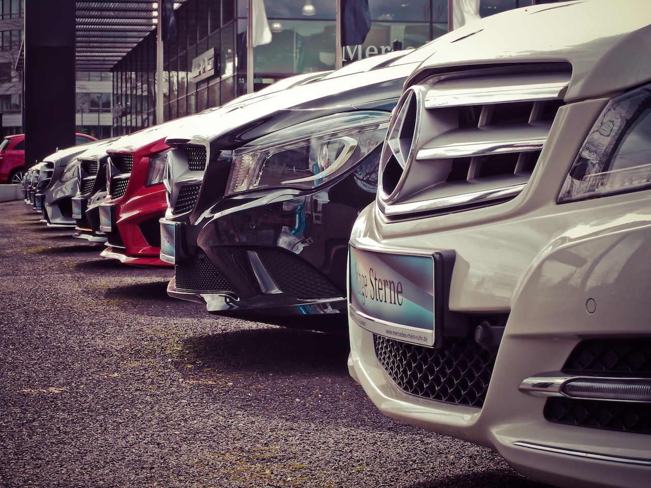 A row of luxury cars