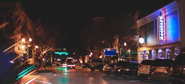 Picture of a street at night