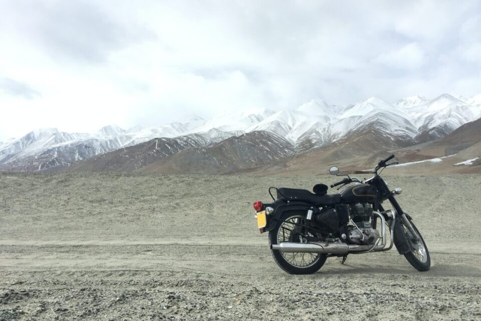 Motorcycle parked in a remote area