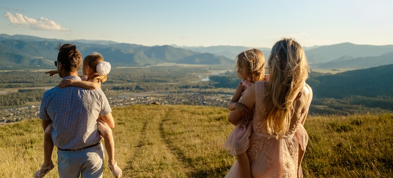 a happy family in a field