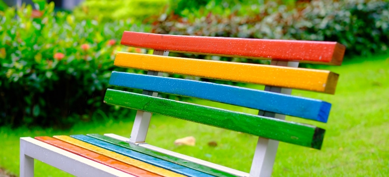 Picture of a colorful bench 