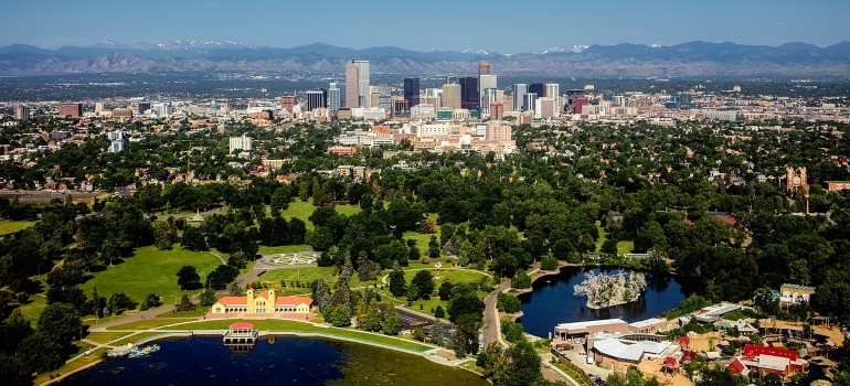 aerial panoramic shot of Denver
