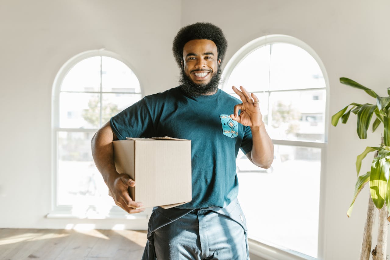 man holding a box
