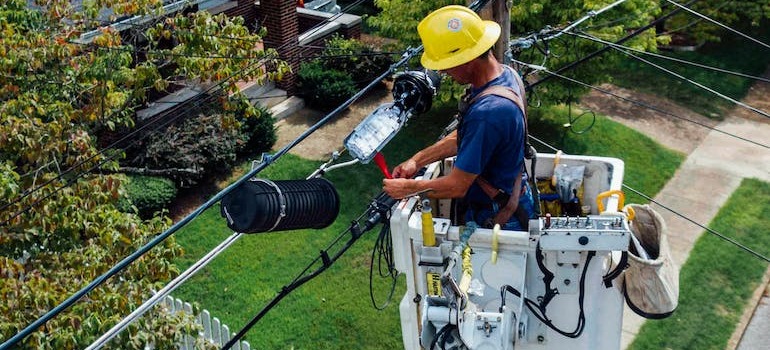An electrician doing work