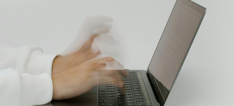 A person typing fast