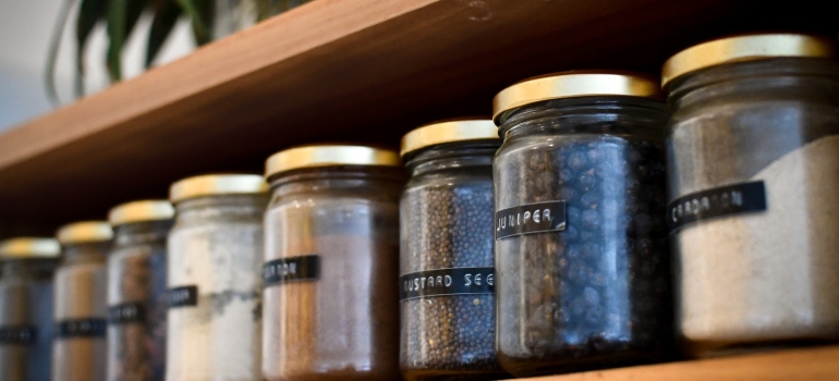 Picture of organized spice jars 